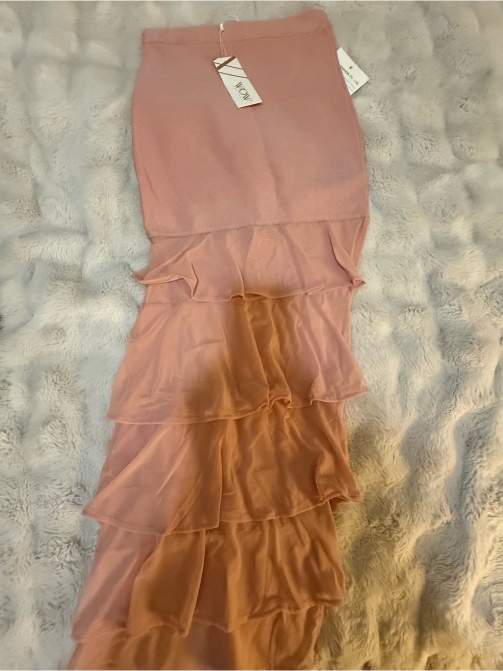 Pink Tiered Ruffle Maxi Skirt